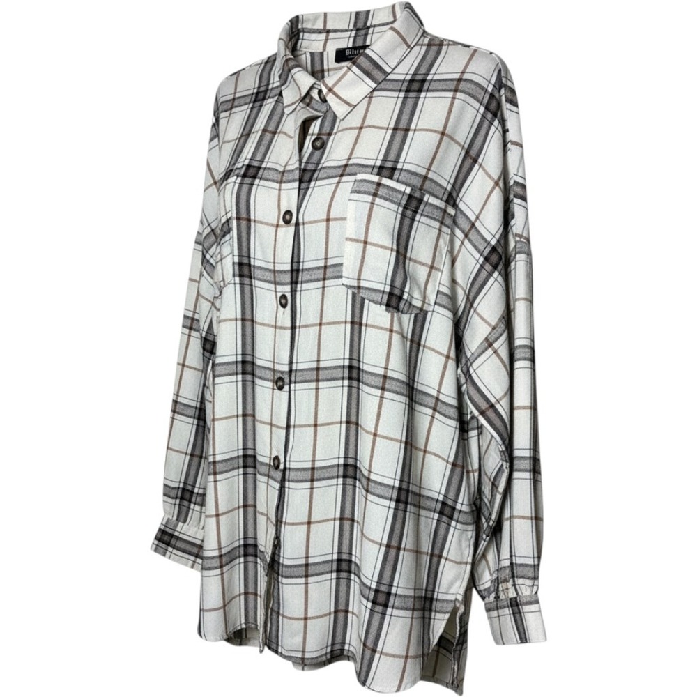 Blue‎ B Collection Womens Plaid Button Down Shirt 90's Flannel Oversized Medium
